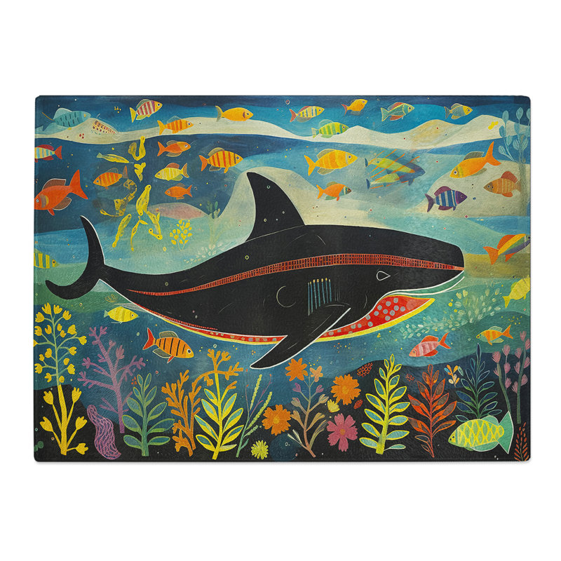 Whale Orphism  Glass Chopping Board