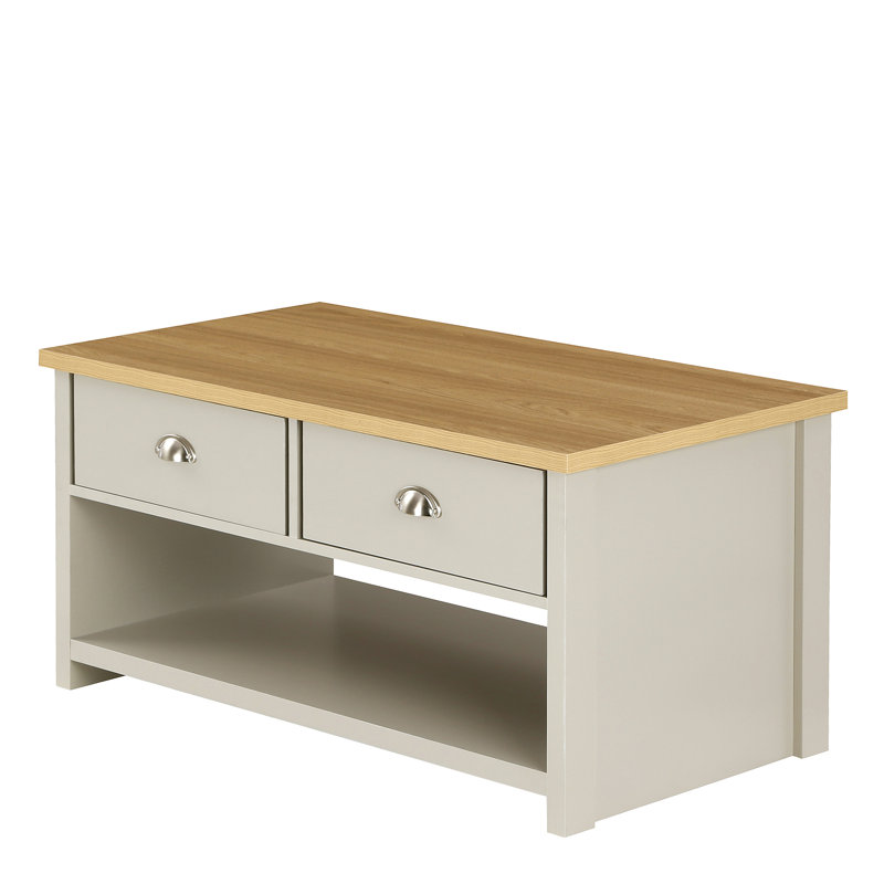 Kerry Coffee Table with Storage, Cream, Oak
