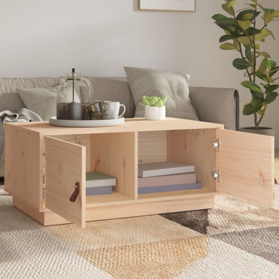 Kyel Solid Wood Block Coffee Table with Storage