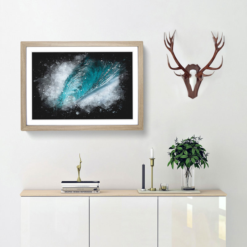 Curve of the Ocean Wave - Framed Print, 24cm H x 33cm W x 2cm D, Oak Framed