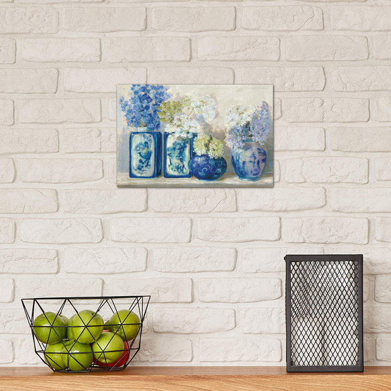 Ladys Mantle On Shiplap by Carol Rowan - Painting on Canvas, 66.04 cm H x 45.72 cm W x 1.91 cm D, Wrapped Canvas