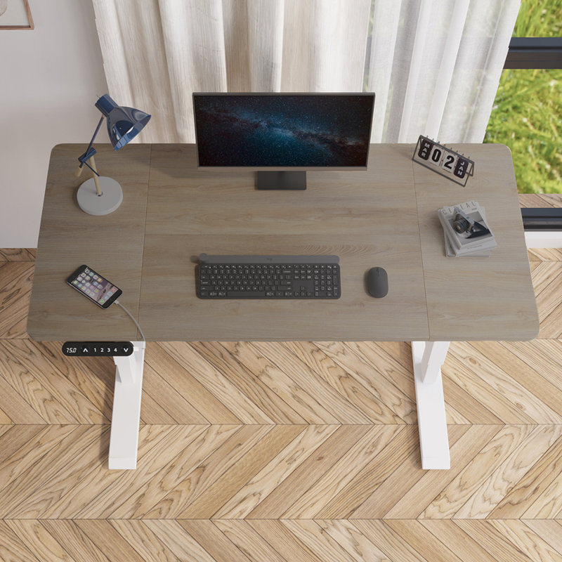 Fanchon 47.24'' Height Adjustable Standing Desk, Oak/White