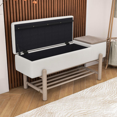 Banc à chaussures rembourré moderne avec rangement dissimulé et range-chaussures inférieur