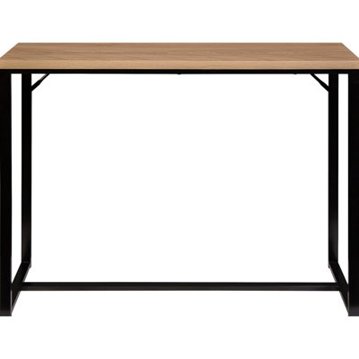 Console de style côtier au design américain, plateau en bois naturel et pieds en métal noir, 99 x 36 x 79 cm, idéale pour le rangement dans les couloirs. Table moderne dont le plateau s'harmonise avec la décoration intérieure.