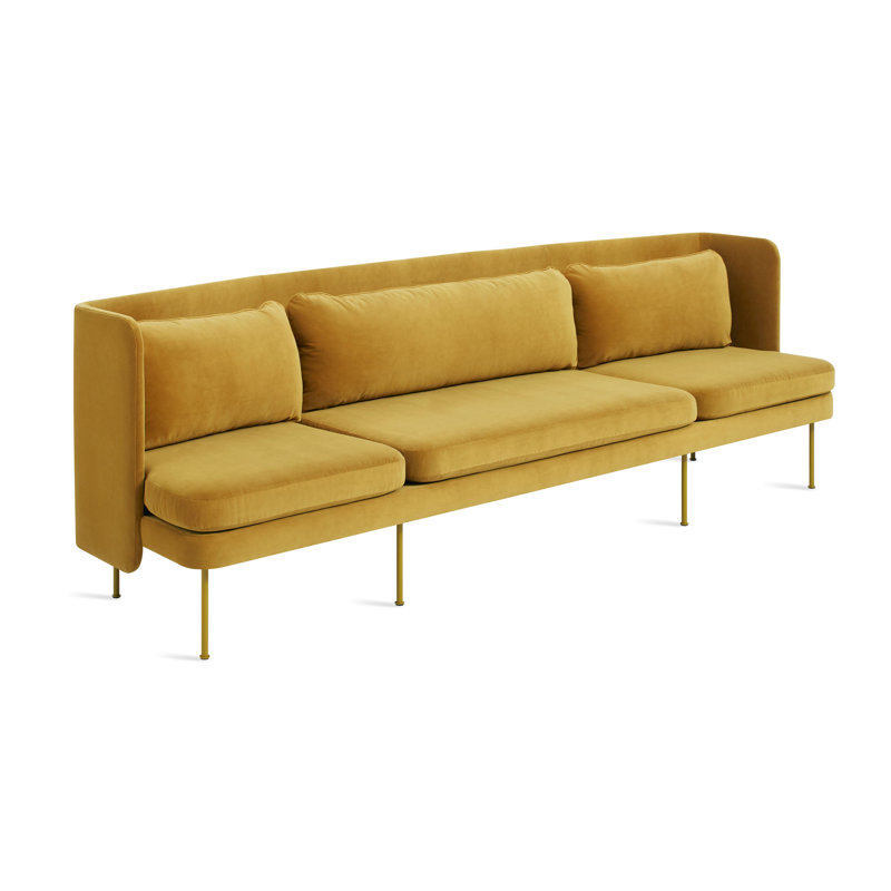Bloke Sofa, Ochre Velvet 100% Polyester, 34" H x 95" W x 32" D, Orche
