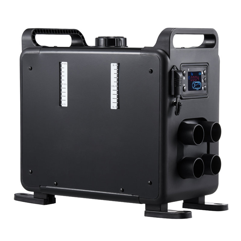 Chauffage d'air diesel 8 kW avec contrôle par application Bluetooth, chauffage vertical portatif 12 V/24 V pour véhicules et garages, noir