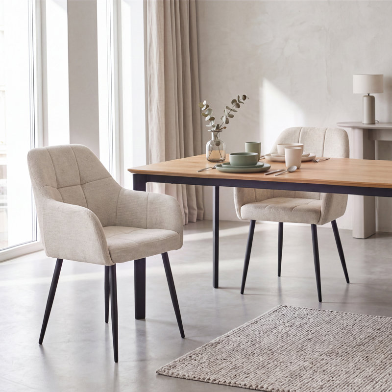 Chenille Fabric Dining Chair, Beige