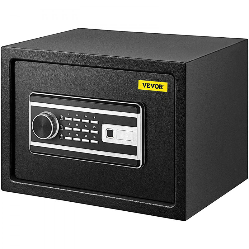 Safe Box, 0.8 CU.FT Fingerprint Safe Box for Money w/ 2 Keys & Digital Keypad