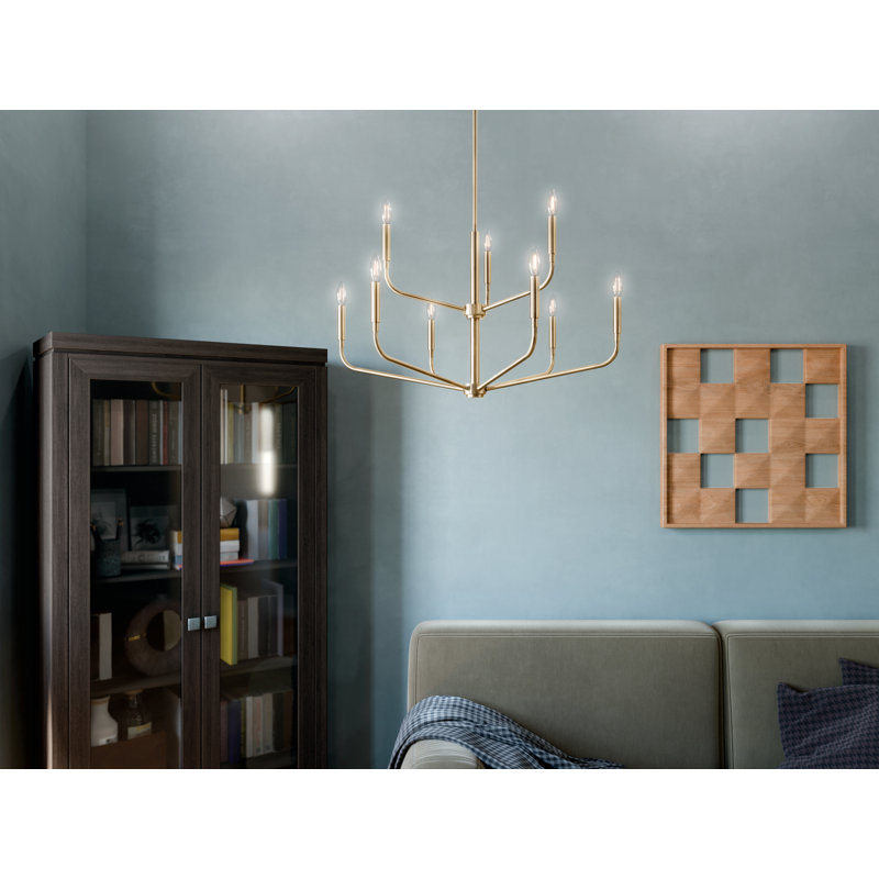 9 - Light Steel Dimmable Classic / Traditional Chandelier, Bronze