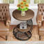 Round Vintage End Table With 2-Tier Storage, Drink Table