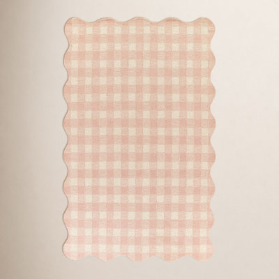 Lola Pink Hand-Tufted Plaid Wool Rug
