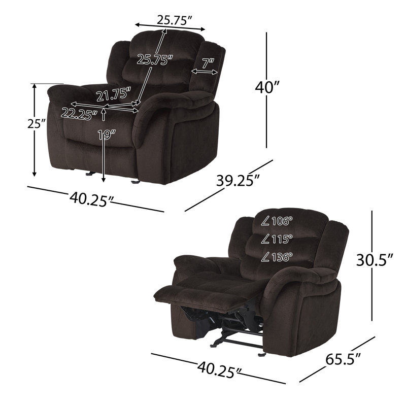 Design classique, tissu moelleux, fauteuil inclinable oscillant, Brun