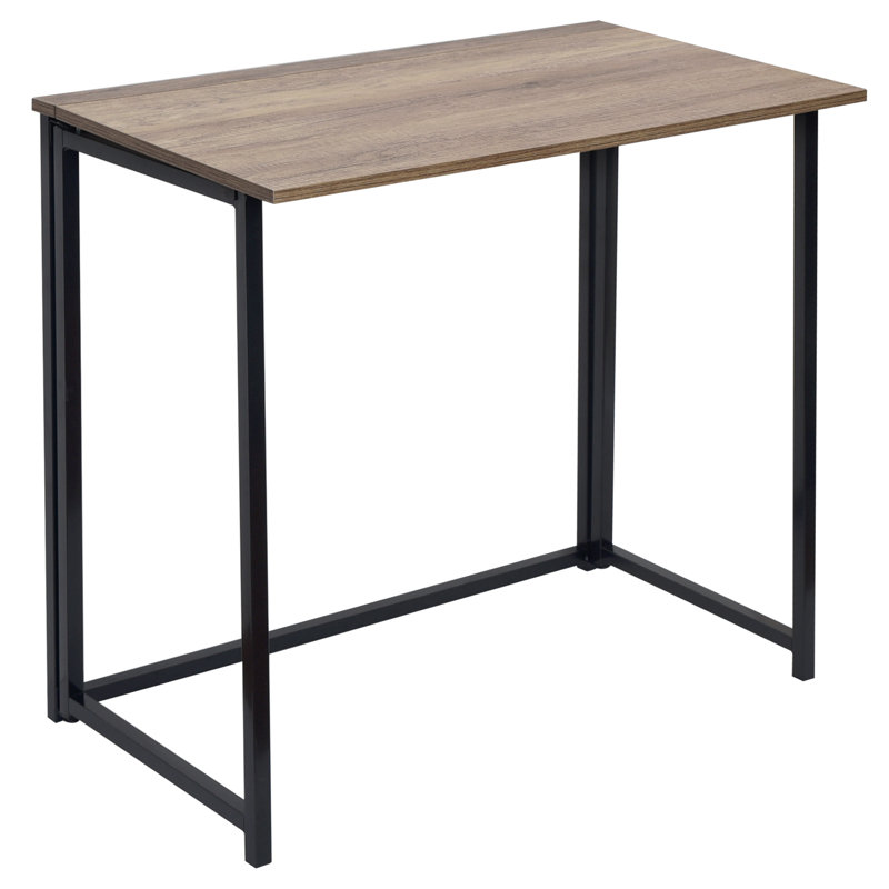 Golightly Desk Folding Computer Wooden Finish Space Saving, Brown/Black