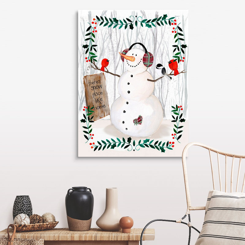 « Folk Snowman Forest II » par Jennifer Paxton Parker, reproduction d’art sur toile, H 40 po x l 30 po x P 1,25 po