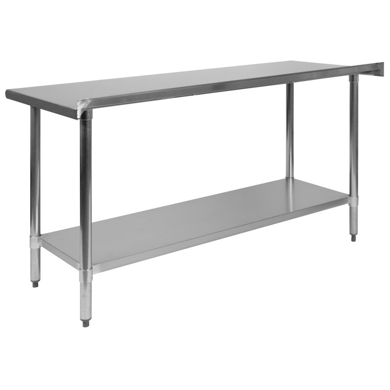 60" Stainless Steel 18 Gauge Commercial Work Table with Shelf & Backsplash