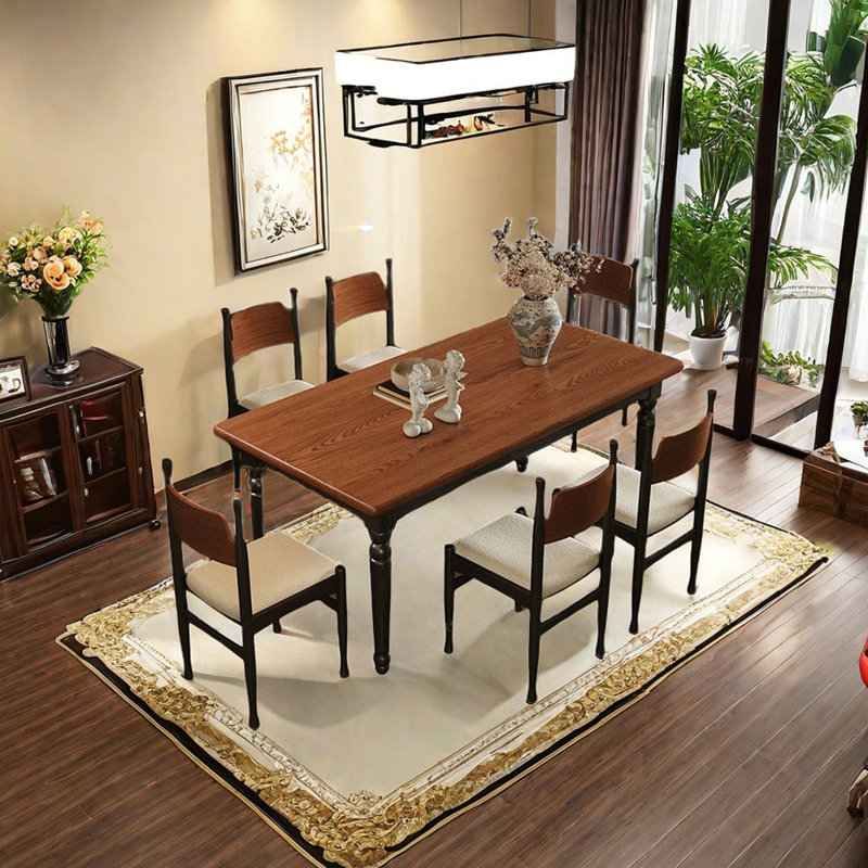 Retro rectangular utility dining table set, 29.92"H x 55.12"L x 31.5"W