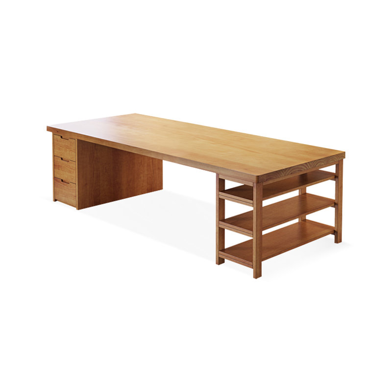 Bureau rectangulaire brun en bois massif, H 29,53 po x l 78,74 po x P 31,5 po