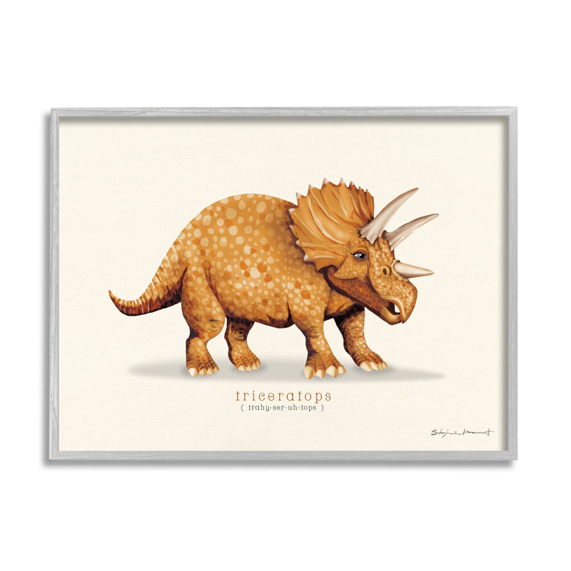 «Triceratops Dinosaur» informatif par Sally Swatland - impression, H 13 po x l 19 po x P 0,5 po, Bois