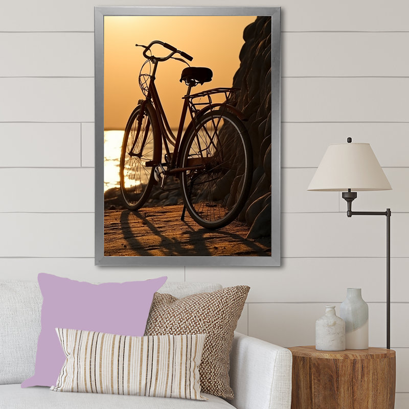 " Sunset Spin ", 20" H x 12" W x 1" D, Silver Single Picture Framed