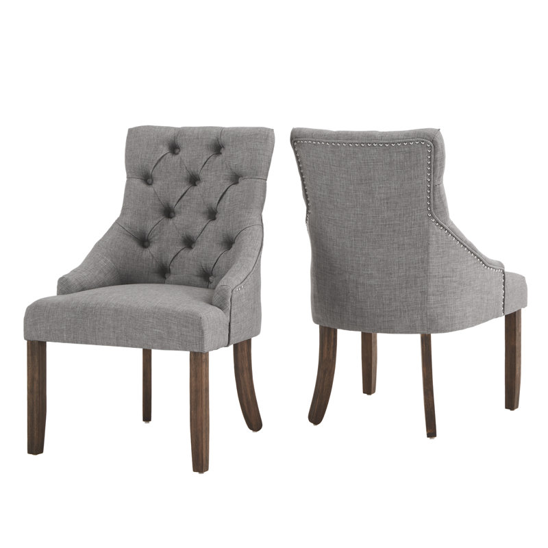 Chaise d'appoint de 24,25 po de largeur Dukinfield, Tissu gris clair, Marron