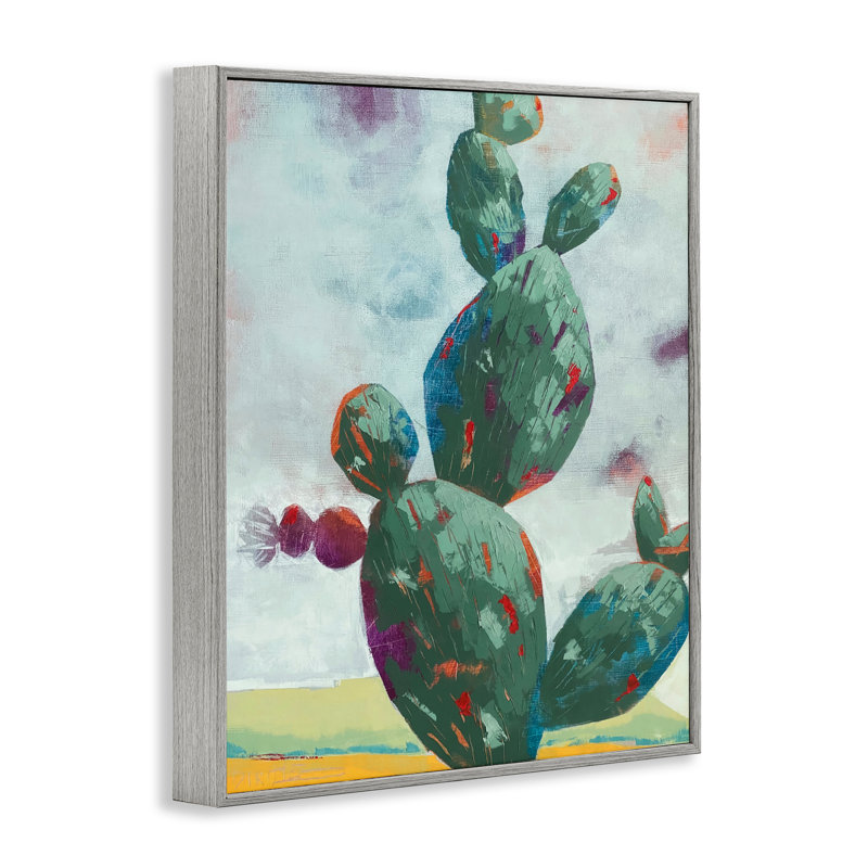Giclée encadrée de cactus arrondis, debout par Dianna Fritzler, H 20 po x l 16 po, Gris