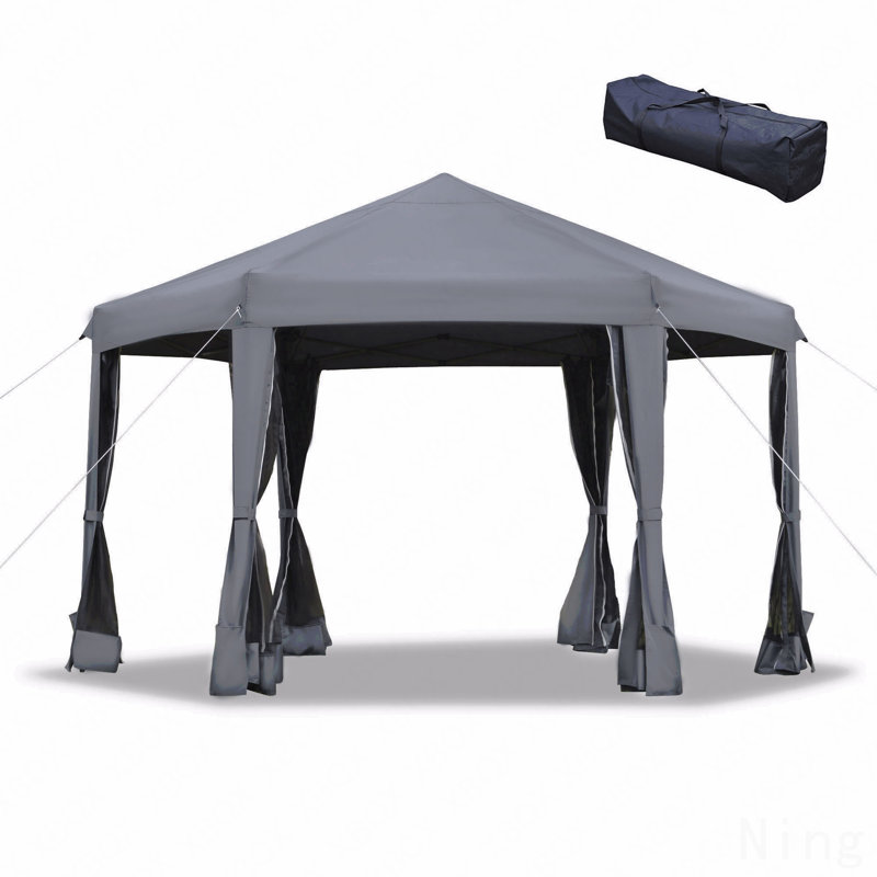 Pavillon de jardin hexagonal escamotable, robuste pour l'extérieur