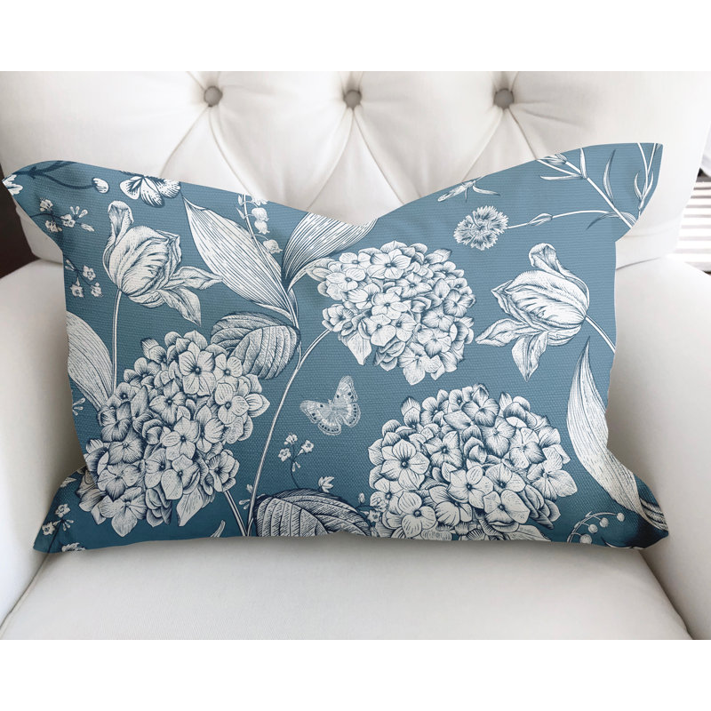 Housse et insert de coussin en coton Lya, Bleu