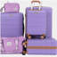 6 Piece Luggage Set, ABS Hard Shell Travel Suitcase with TSA Lock,LIGHT PURPLE