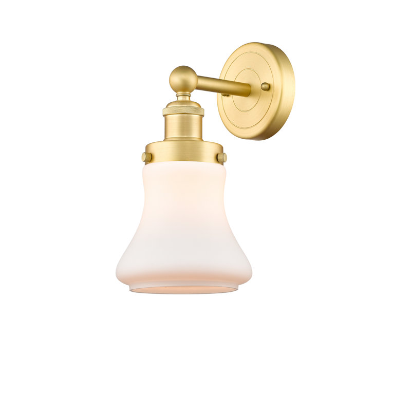 Chickasha Armed Sconce, Satin Gold, Matte White