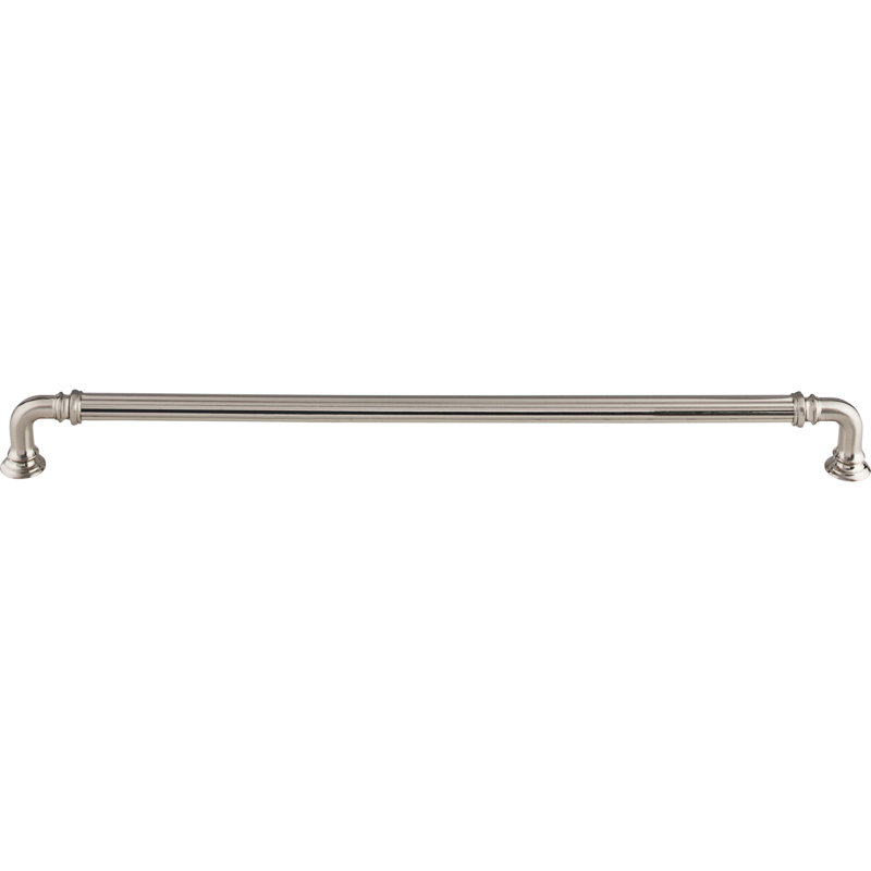 Reeded 12" Center to Center Bar Pull, Brushed Satin Nickel, 12" Center to Center