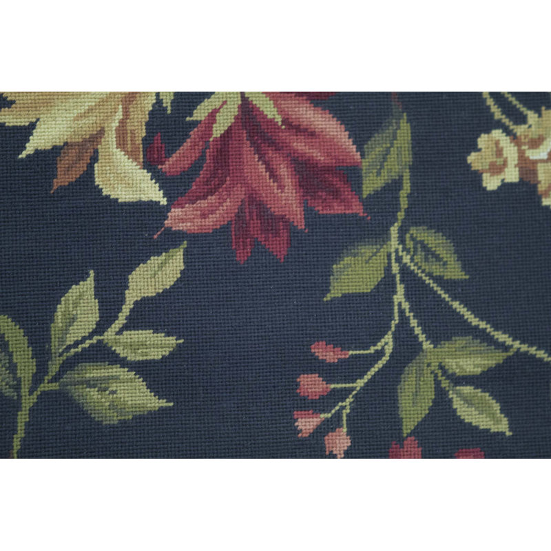 Hand-Knotted High-Quality Black, Green, and Pink Area Rug