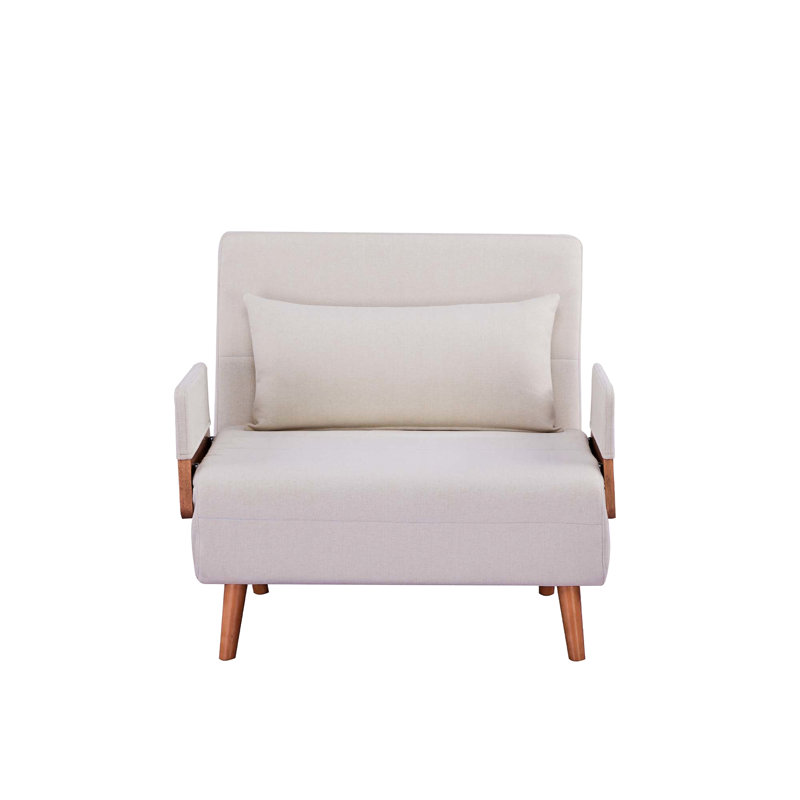 Lit simple convertible en lin respirant moderne à une place, transformation de 10 secondes, 6 niveaux réglables, charnières silencieuses, peu encombrant, ressorts en métal de 3 mm, structure en contreplaqué, pieds en bois de hêtre, 15 minutes