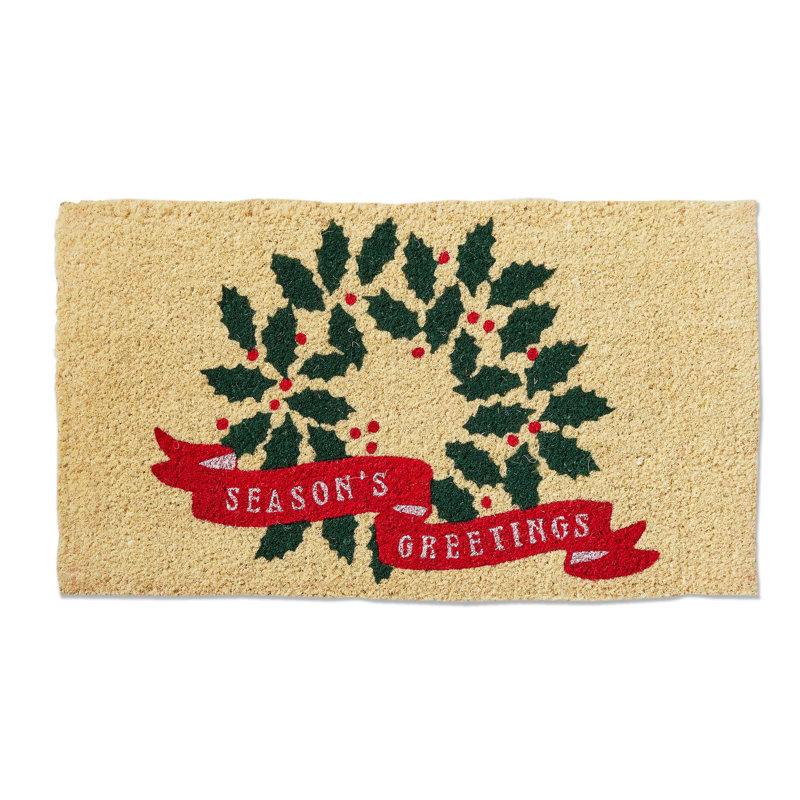  Season'S Greeting Wreath Coir Mat