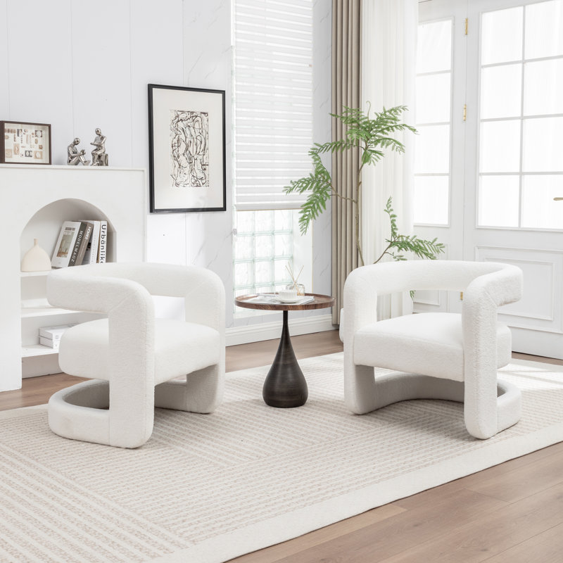Fauteuil demi-tonneau Modern, Ourson blanc