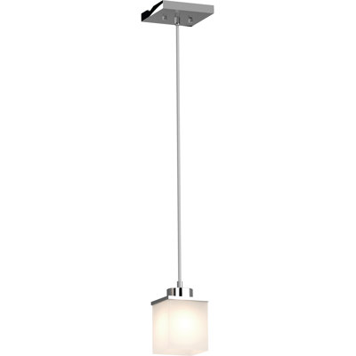Sharyn 1-Light Indoor Chrome Mini Pendant with Frosted Glass Square Rectangle Shade