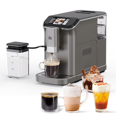 Machine à expresso et à café avec mousseur à lait automatique, moulin à café espresso intégré et réglable à 20 bars, mouture réglable 1 à 15, machine à café à écran tactile TFT avec réservoir d'eau de 1,5 L pour amateur de café