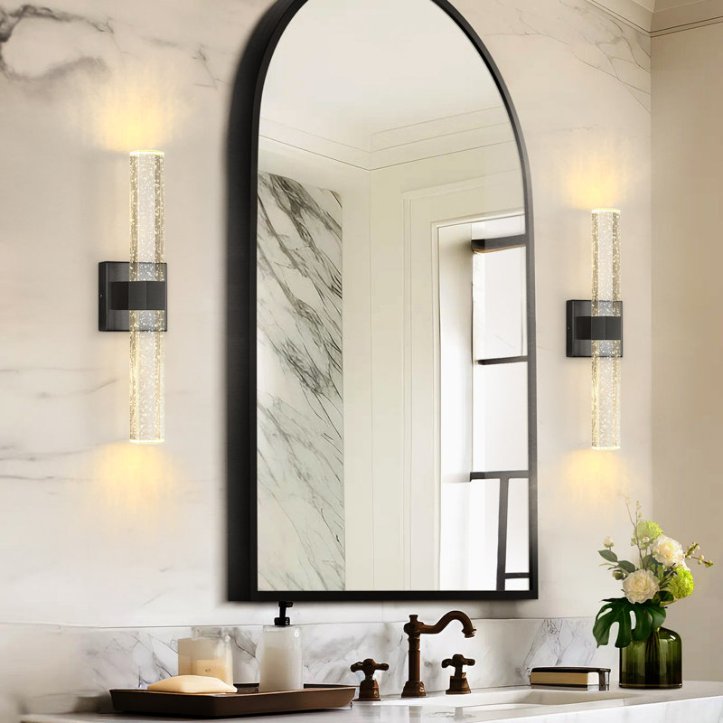 Crystal Wall Sconce Led Warm Light Wallchiere, Matte Black