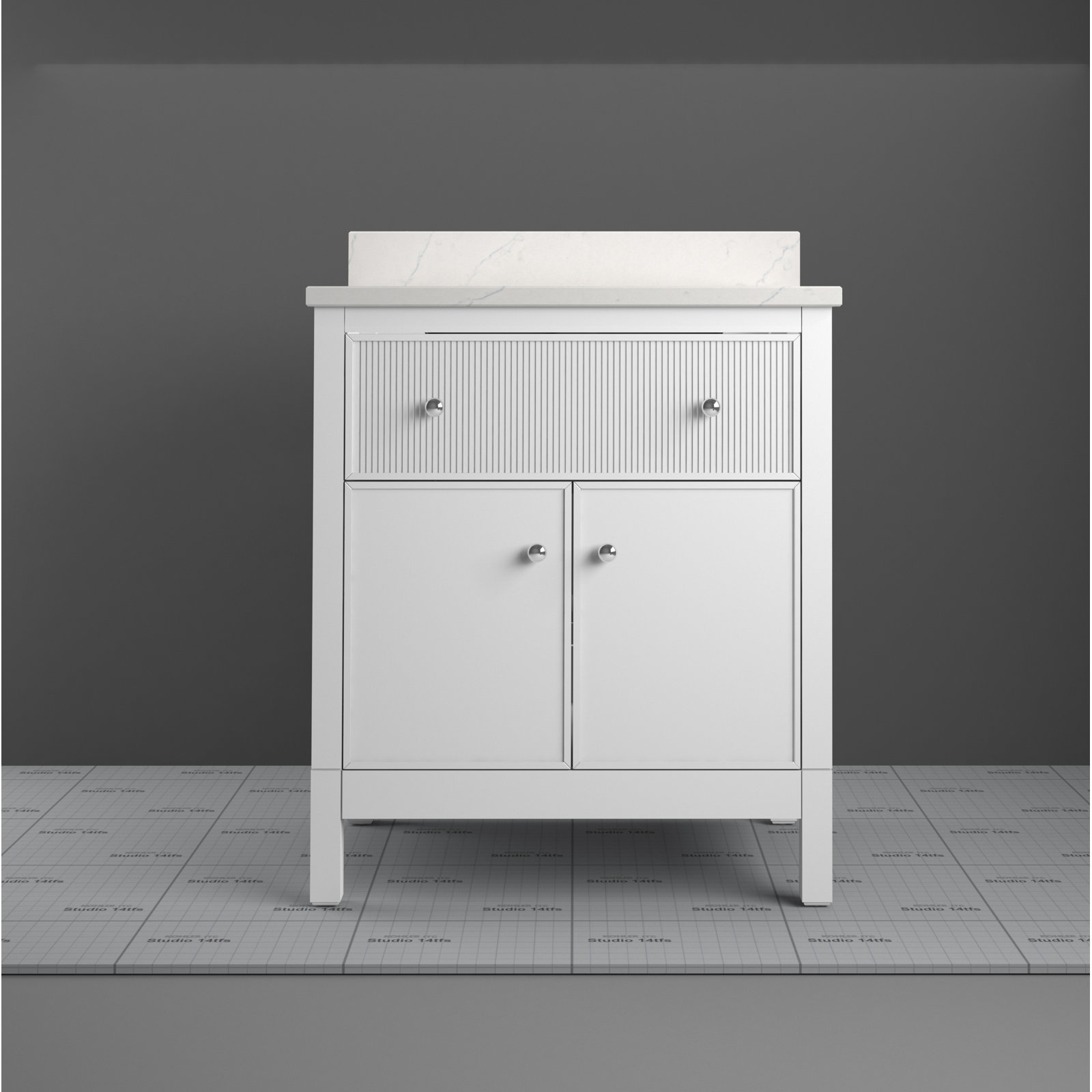 Malin By Studio McGee 72 in. Bathroom Vanity Cabinet With Sinks And Quartz Top, White, 39.68'' H X 30'' W x  22.43'' D, White