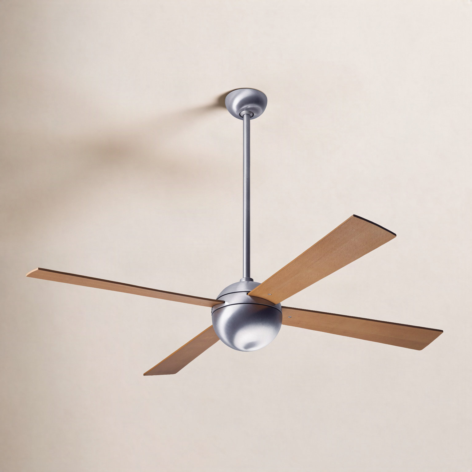 Ball 52" Ceiling Fan, Brushed Aluminum, Fan Speed Control, Maple