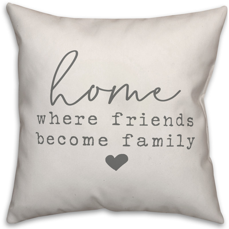 Textual Outdoor Throw Pillow, White/Dark Gray, 20" H x 20" W