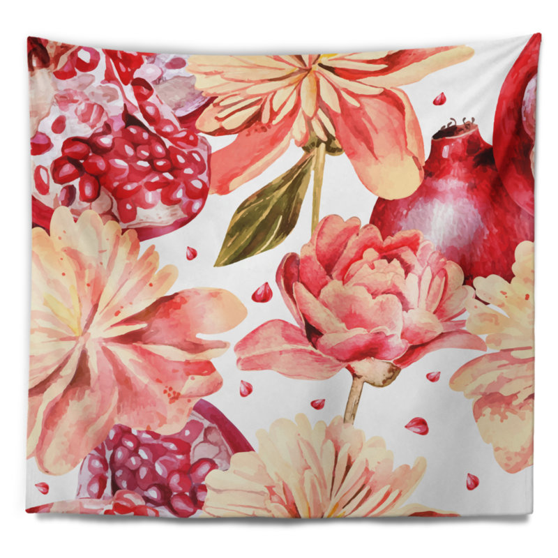 Fleurs au-delà de la tapisserie Floral, H 32 po x l 39 po