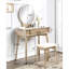 Meuble-lavabo et tabouret mauve moderne - structure en bois d'hévéa massif, table de l 31,5 po x P 16,1 po et H 30,24 po, idéal pour le rangement de maquillage-130040546