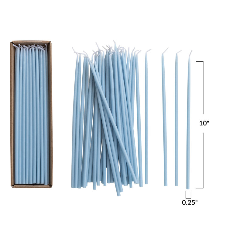 36 bougies fines non parfumées en boîte, 36 pièces, Chartreuse, 10" L x 0.25" W