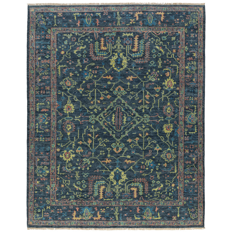 Rock My Classics Wool Oriental Area Rug in Blue/Yellow, Rectangle 8' x 10'