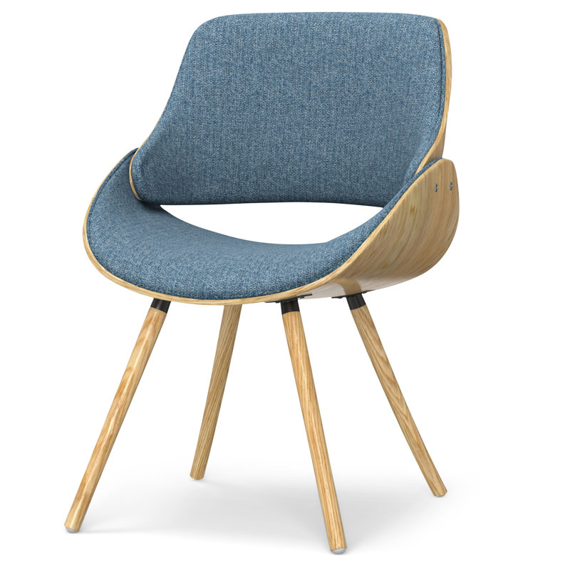 Malden Upholstered Dining Chair with Ergonomic Solid Wood Frame and Mid-Century Modern Style, Denim Blue