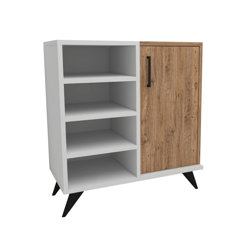 10 Pair Shoe Storage Cabinet, Light Brown/White
