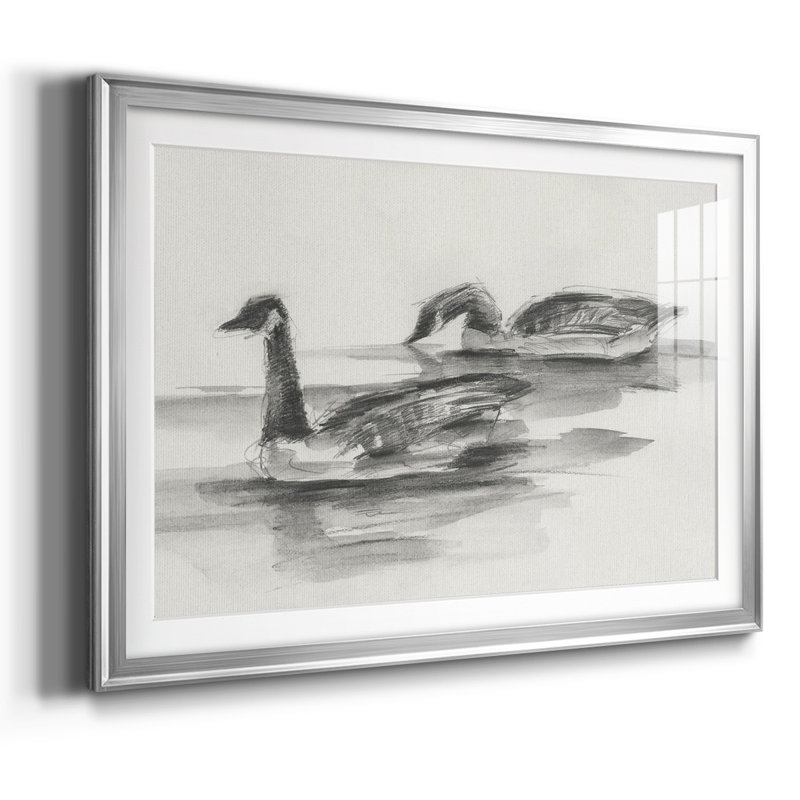 Geese Study II, reproduction d'art encadrée, H 19 po x l 27 po x P 1,5 po, Argent