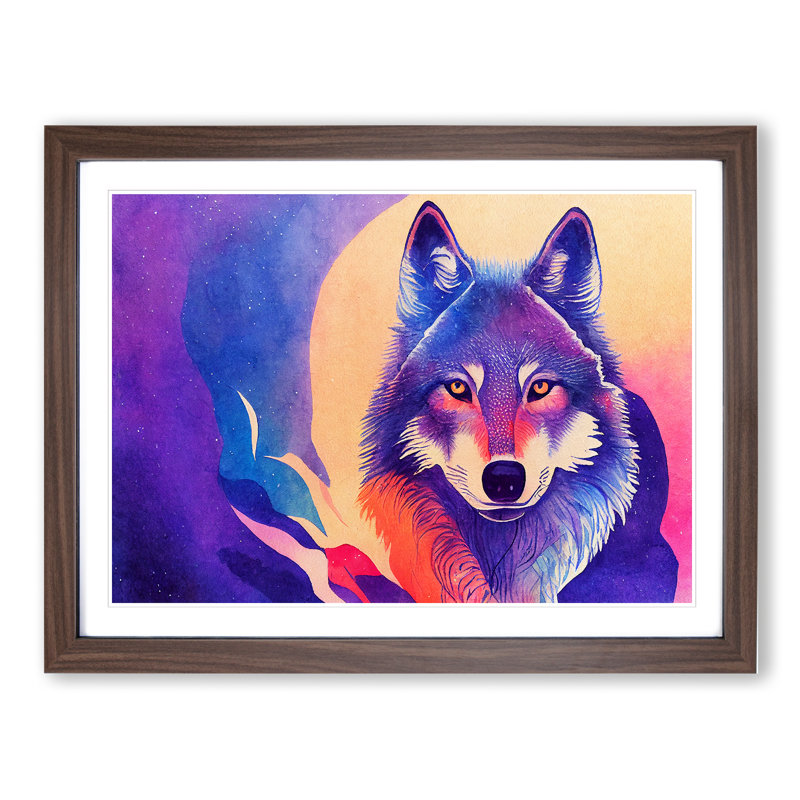 Watercolour Wolf Vol.3 Abstract - Single Picture Frame Print, 25cm H x 34cm W, Walnut