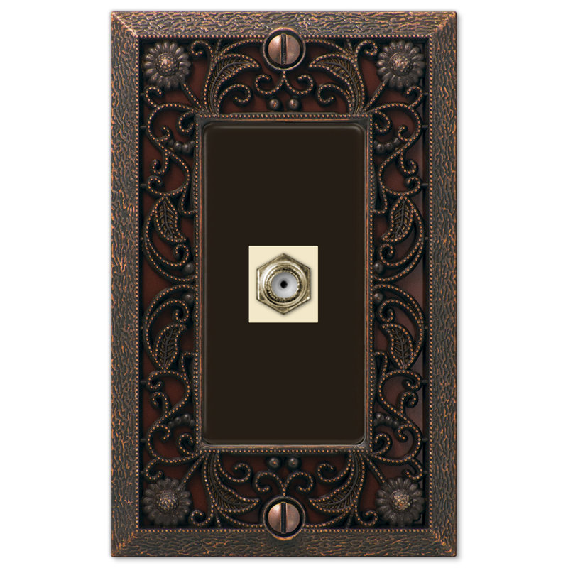 Aged Bronze 1-Gang Coaxial Metal Wall Plate