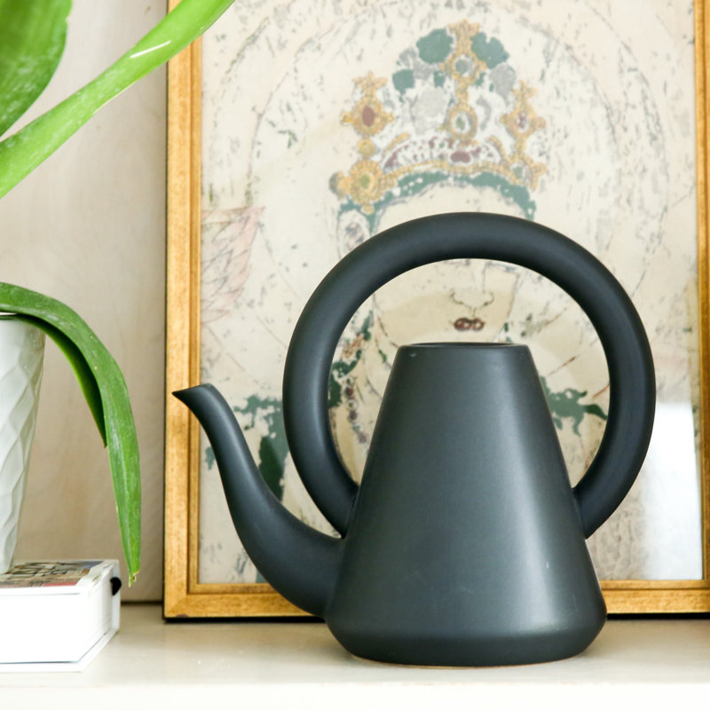 Vase de table en céramique 9,5 "noir mat